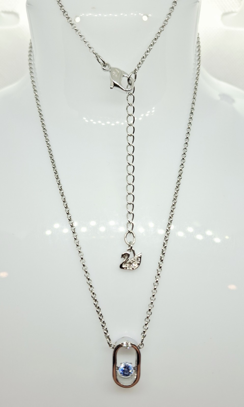 SWAROVSKI BLUE DANCING CRYSTAL NORTH NECKLACE 14 INCH WITH EXTENDER