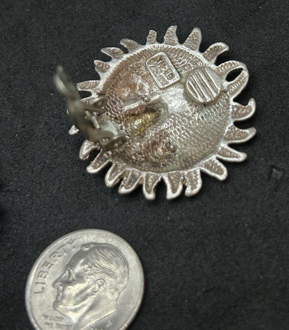 925 Sterling Sun Face Clip-on Earrings 1.25in – 15.73g