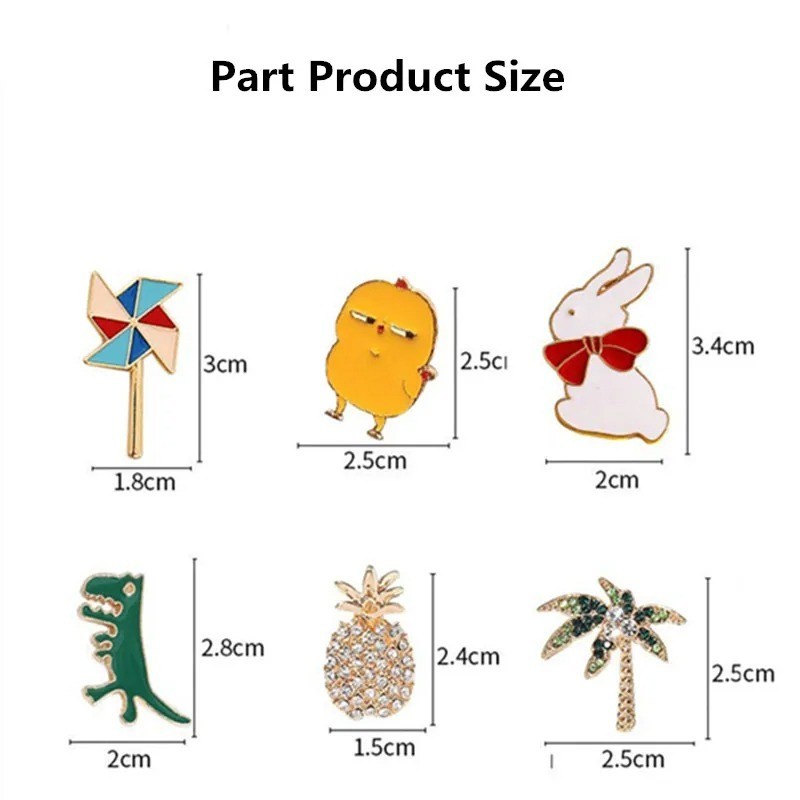 20 Pcs Enamel Pin Badge Random Cute Animal Plant Metal Brooches Backpack Lapel