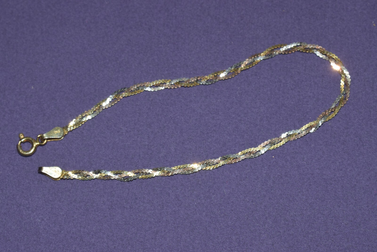 FMC 925 Sterling Silver Italy 7-inch Bracelet Two-Tone Braided
