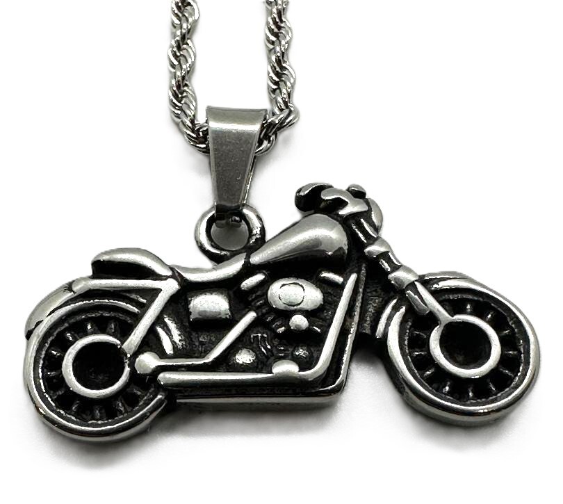 Motorcycle Pendant or Charm Stainless Steel Solid Rope Chain / Necklace 108