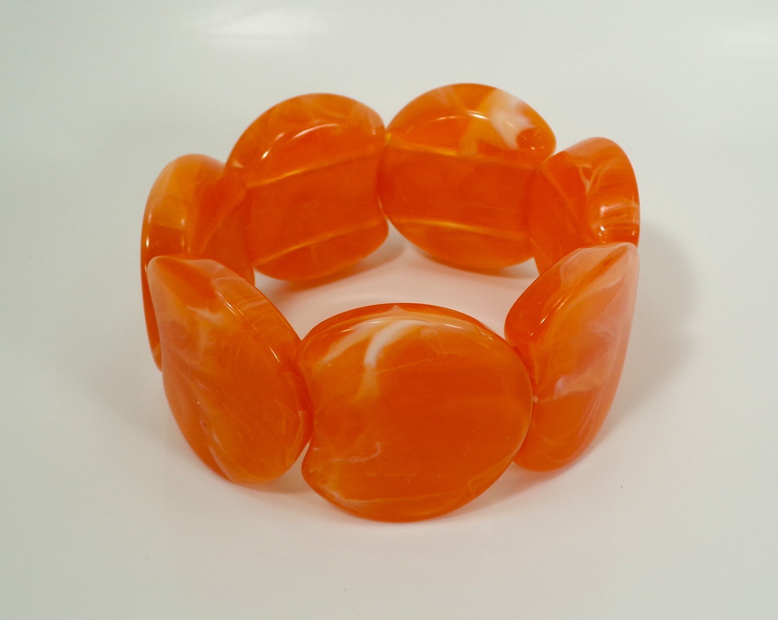 Orange Wide Chunky Stretch Statement Bracelet Bold Fashion Colorful Jewelry New