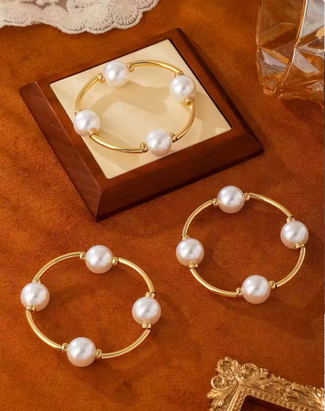 3-piece retro pearl bracelet set, European and American style