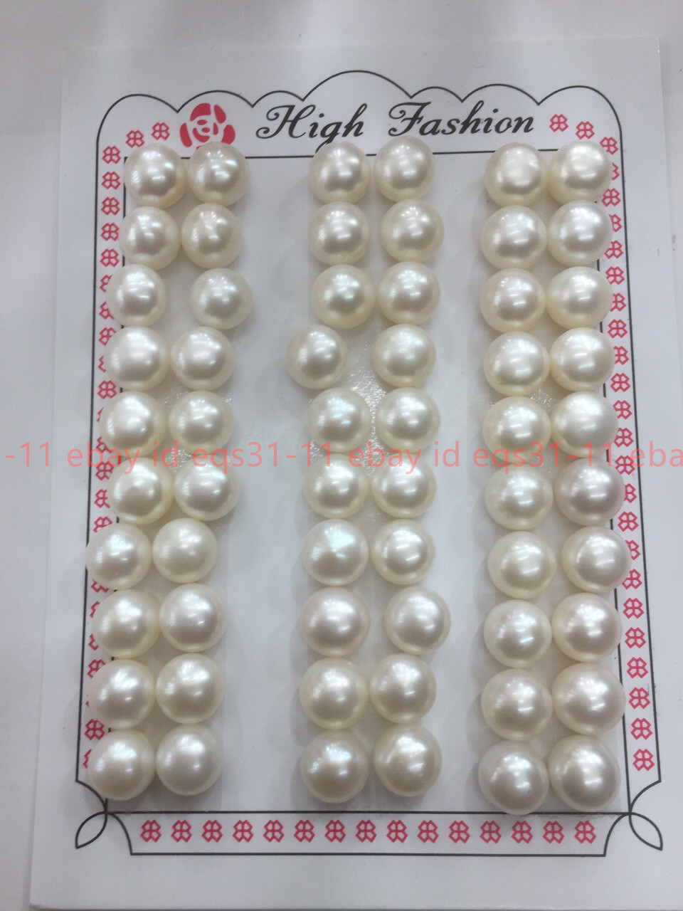 8-9mm Genuine White Freshwater Pearl Half-drilled Beads For DIY Earring 33 Pairs