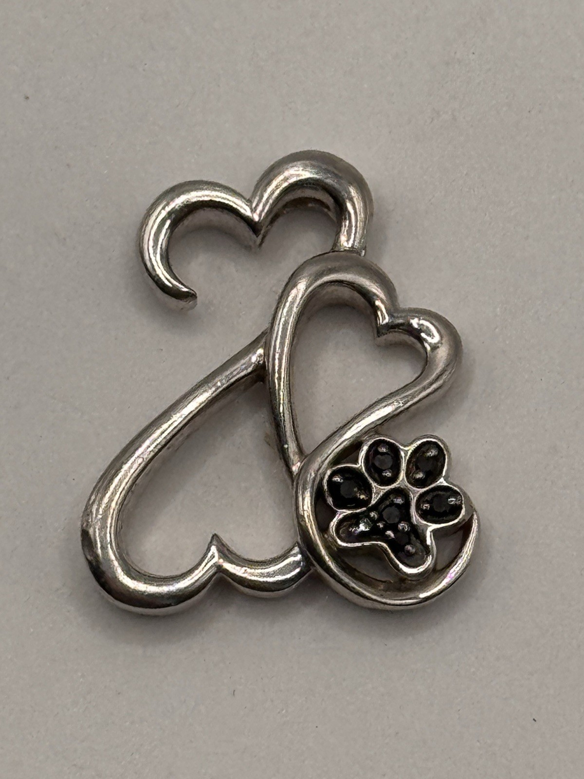 Open Hearts Jane Seymour Black Diamond Motherly Love Paw Pendant Sterling Silver