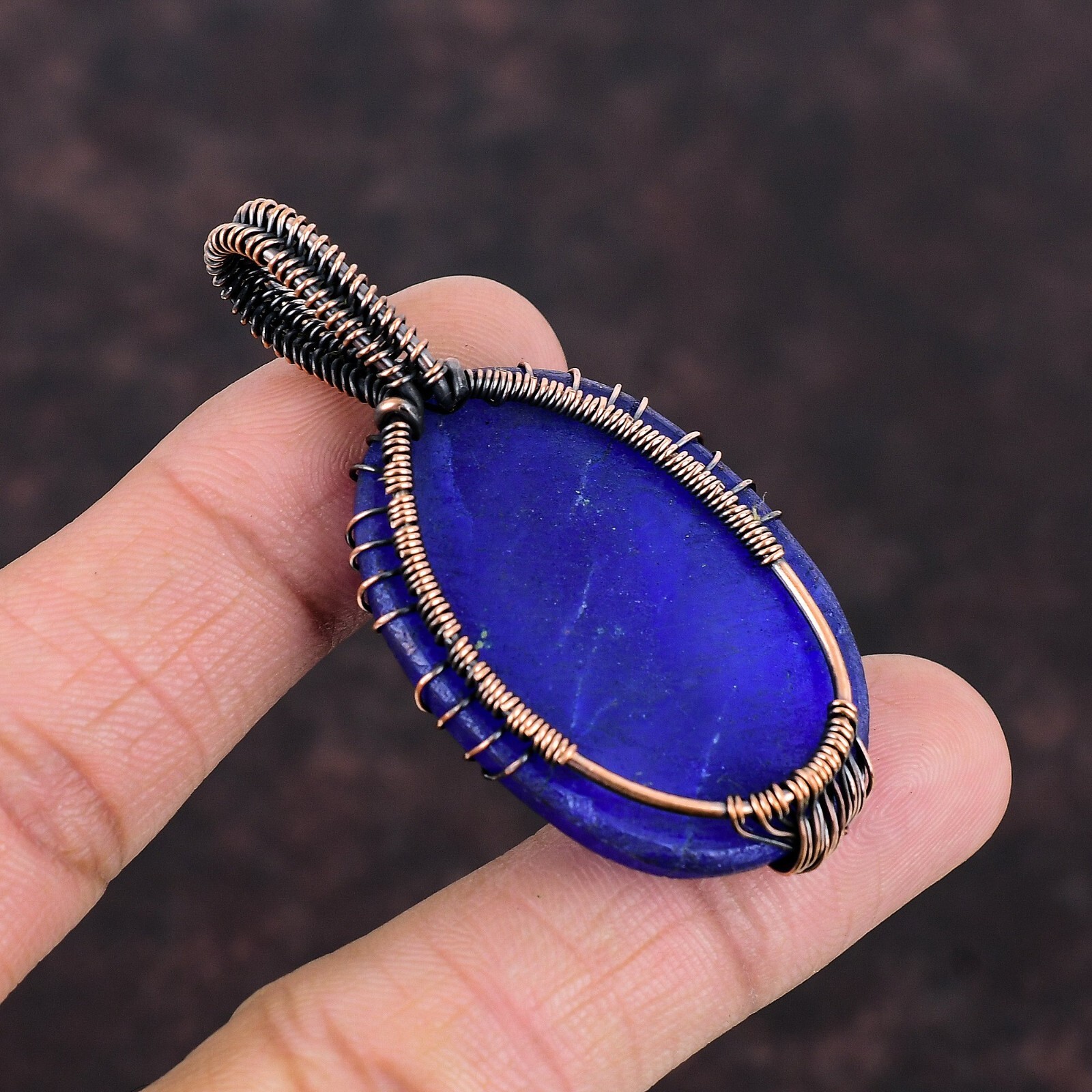 Blue Saphire Jewelry Copper Friend Gift Wire Wrapped Tree Of Life Pendant 2.36″