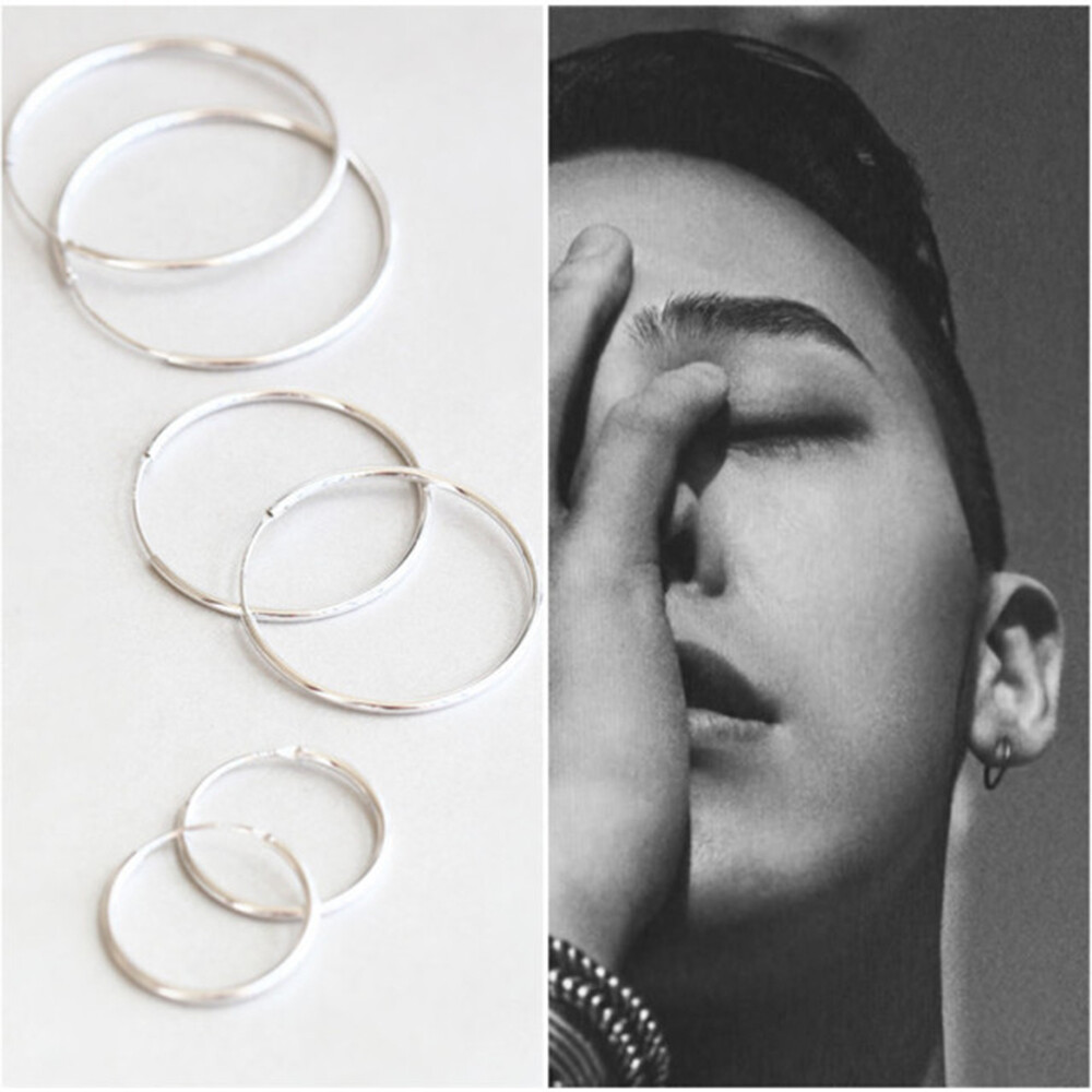 Elegant 925 Sterling Silver Hoop Earrings for Women Men Jewelry 8 10 12 14 16MM