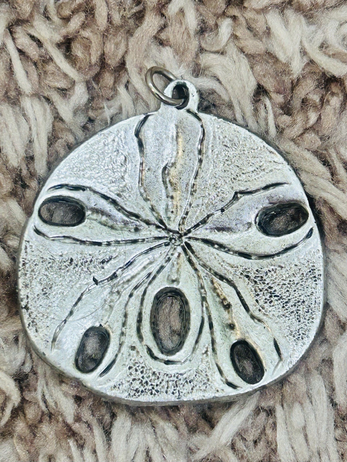 Silver Tone Sand Dollar pendant Beach Ocean Shell Coastal