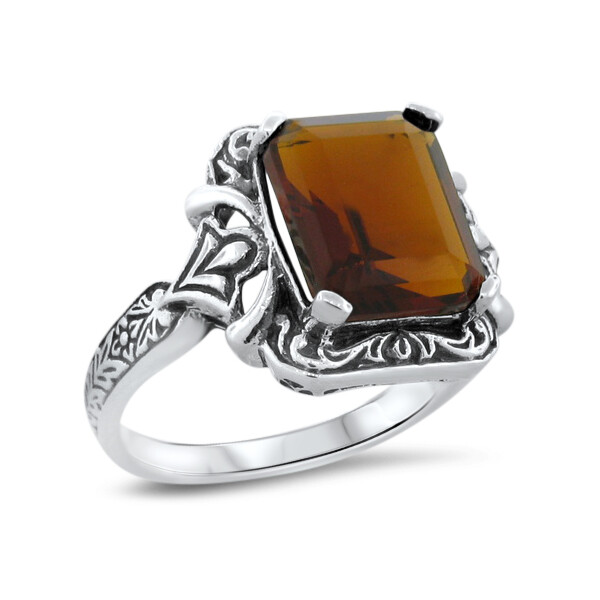925 STERLING SILVER VICTORIAN STYLE SIMULATED 2.50 CARAT GARNET RING 1124z