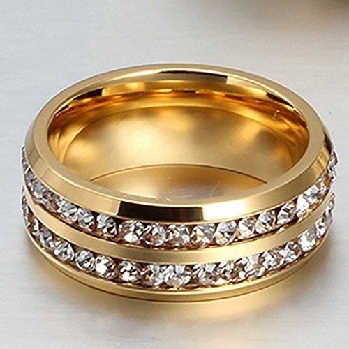 NL10 Mens Womens 8MM Titanium Stainless Steel High Polished 18K Gold Plated C…