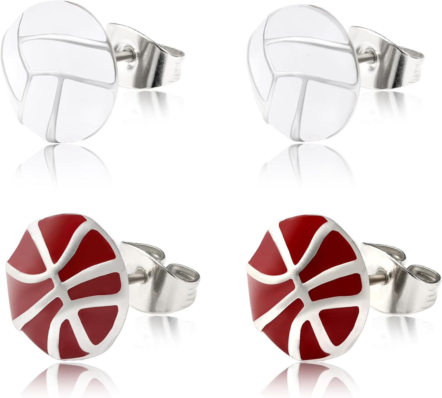 Soccer Stud Earrings, Sterling Silver Baseball Earrings Volleyball Earrings Bask