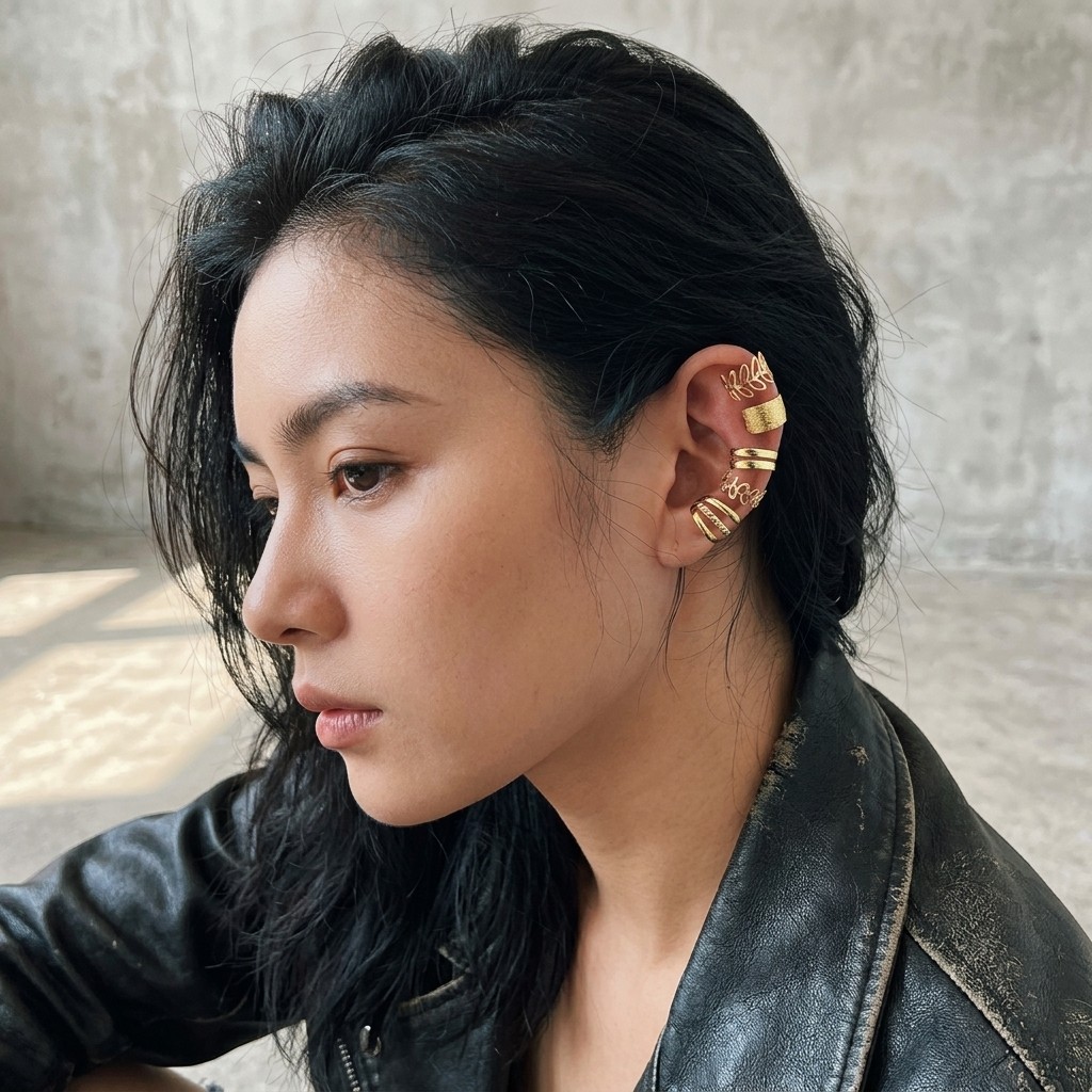 10Pcs Gold Silver Ear Cuff Clip On Earrings Non Pierced Layered Ear Wrap Clips