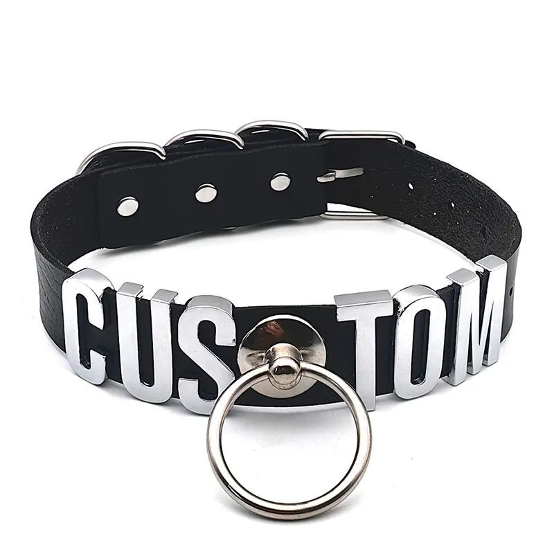 Personalised Buckle Hoop Punk Chocker Custom Letter Collar BDSM Necklace