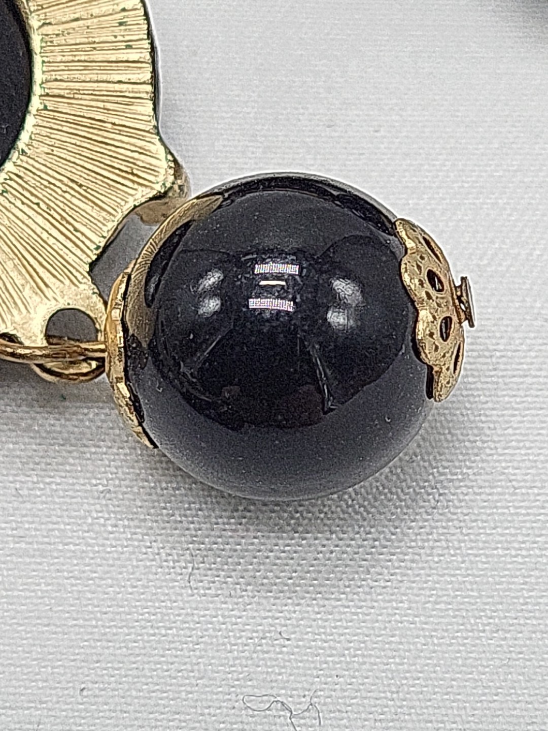 Vinrage J. Crew Statement Black Bubble Necklace in 18K Gold Electroplating 26″