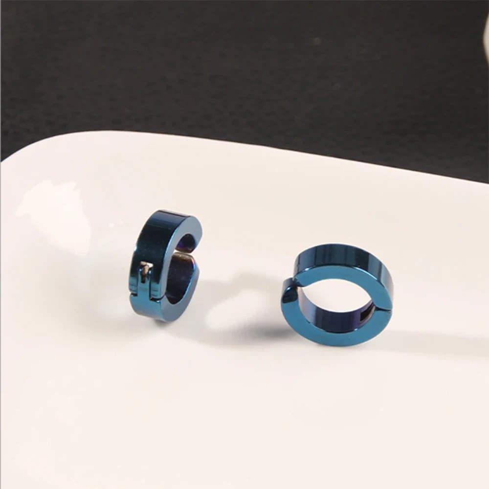 Non-Piercing Fake Ear Stud Cuff Hoop Earrings Stainless Steel Men Women