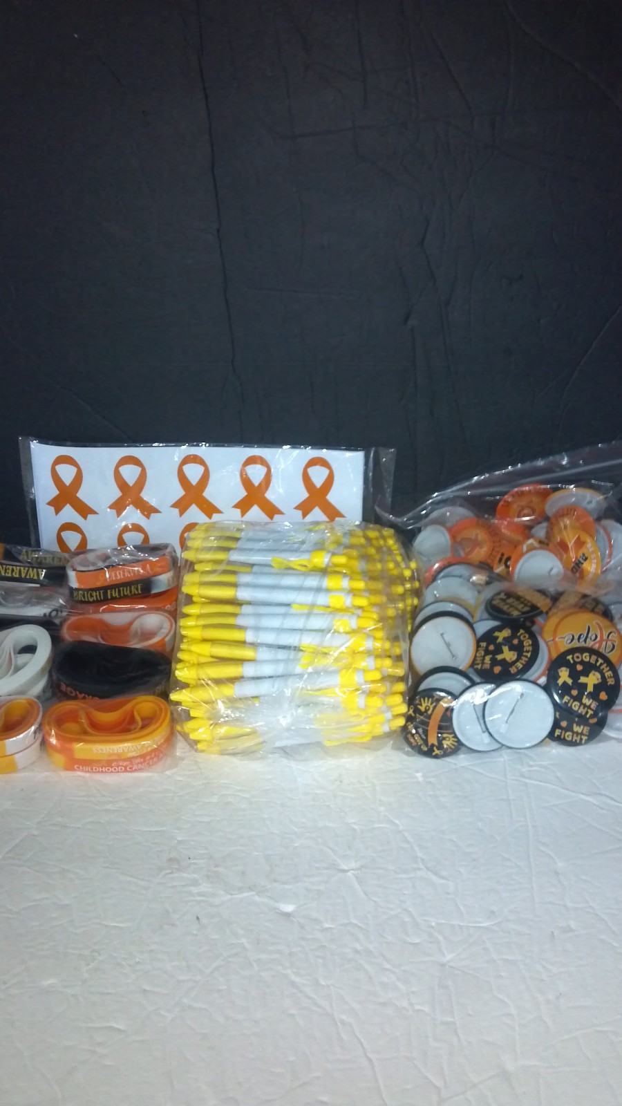 400 Pcs Cancer Awareness Gifts Bulk , Children/Adults, Pens, Bracelets, Buttons