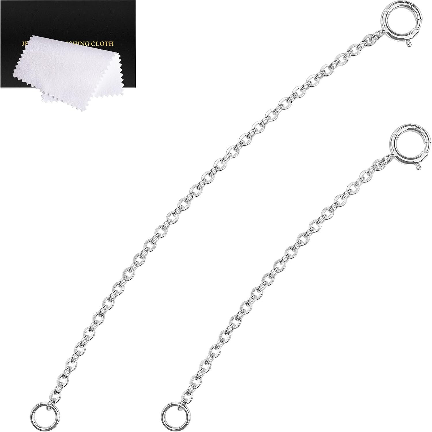 Silver Necklace Extenders for Women, 925 Sterling Silver Necklace Extender Ch…