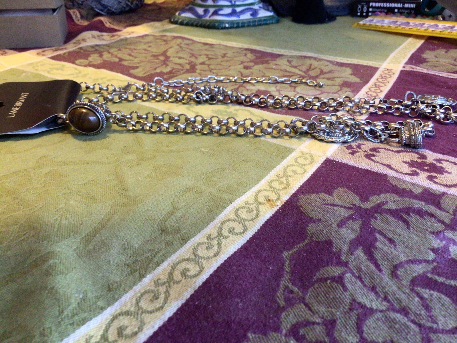 Lane Bryant 30” Silver tone Necklace With Roman coins