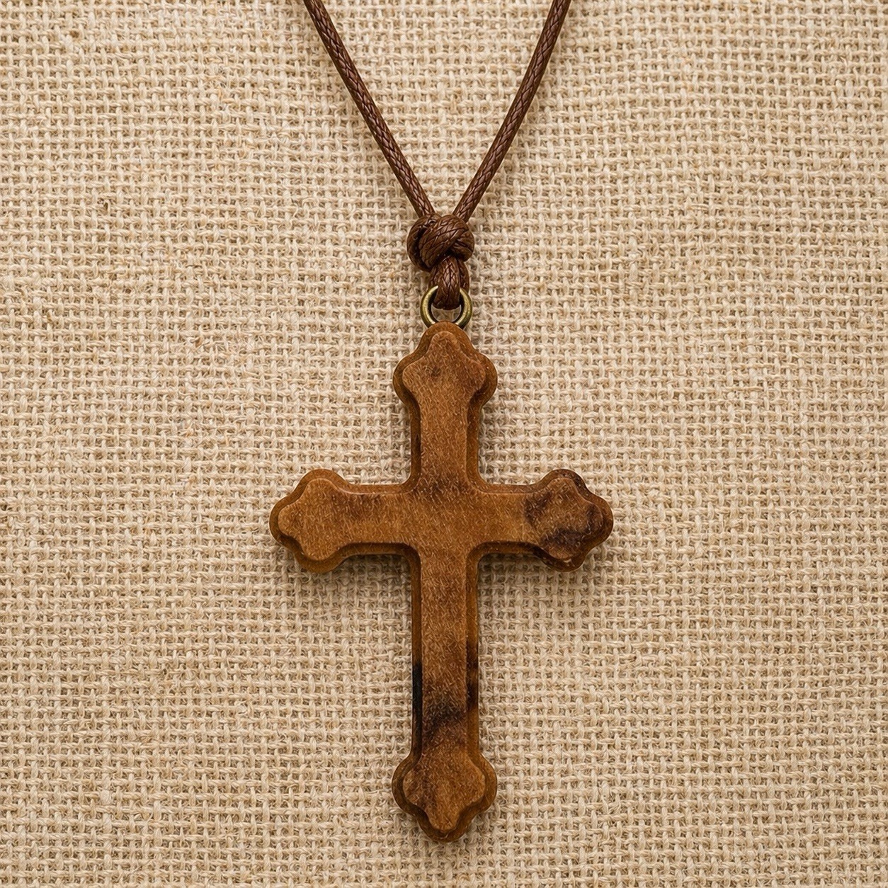 ✝️ Olive Wood Cross Necklace Adjustable Cord for Men, Women & Children Jesus