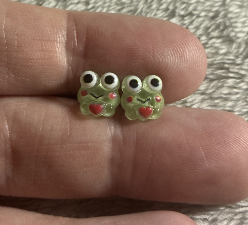 Mini Frog Stud Earrings Cute Fun Gift Novelty Party Holiday Stainless Steel