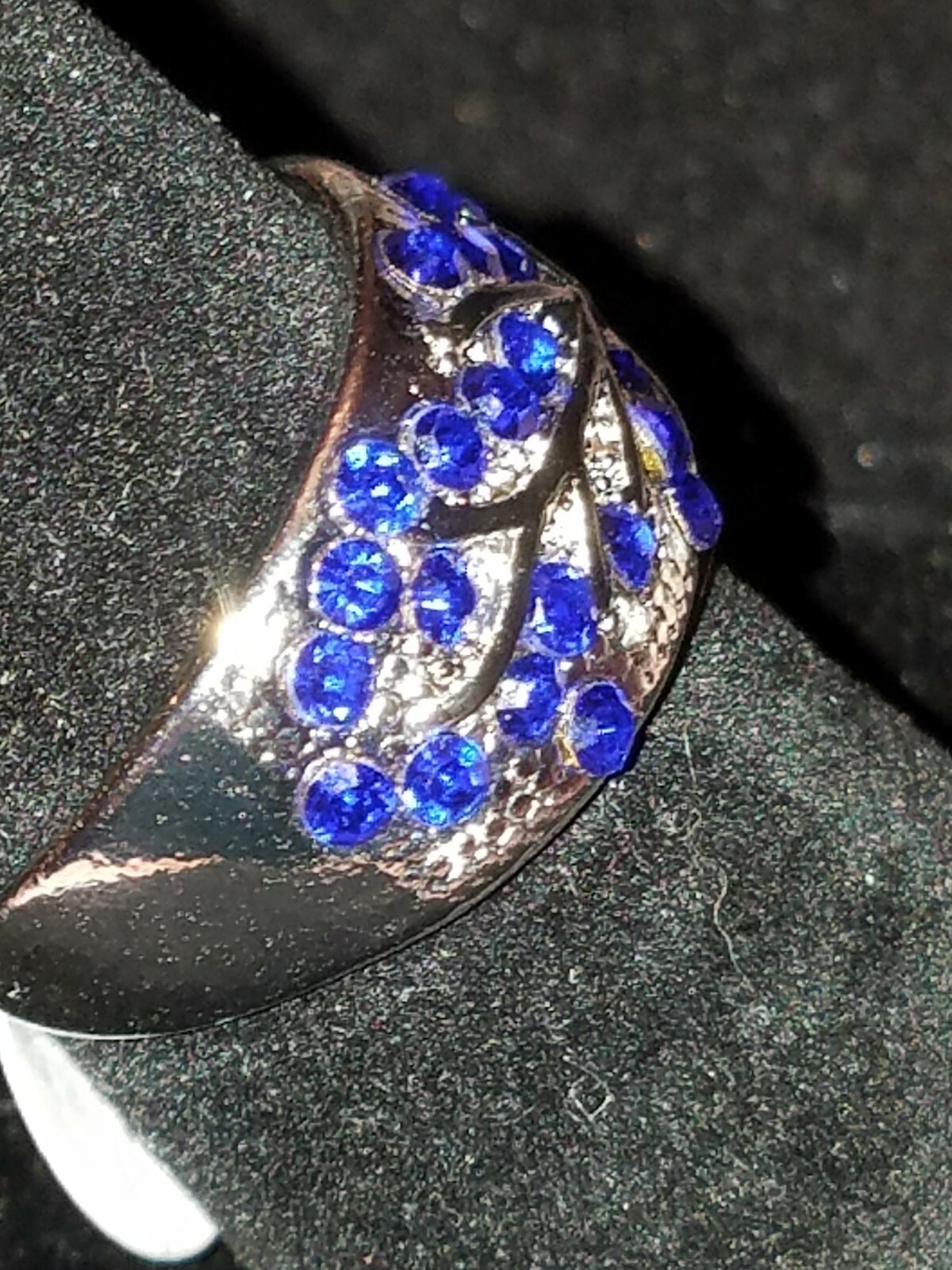 US SELLER BEAUTIFUL STAMPED 925 VIVID BLUE SAPPHIRE SIMULATED TREE RING SIZE 8