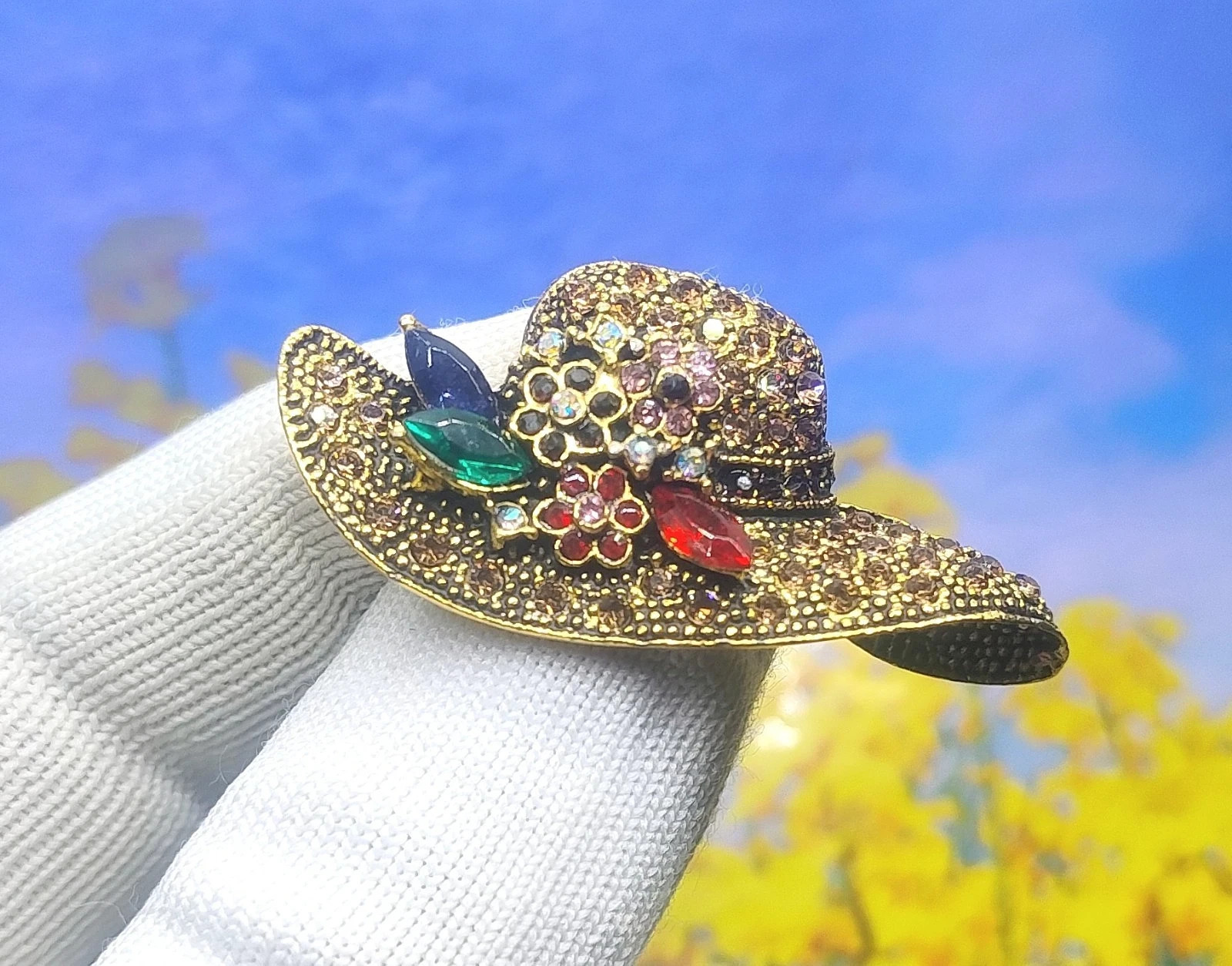 Blue Dragonfly Brooch Pin Rhinestone Crystal Insect Silver Tone Vintage Style