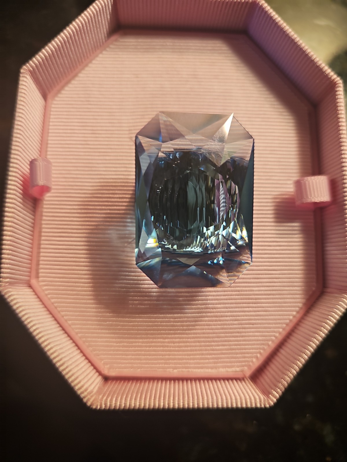 Swarovski Lucent cocktail ring Oversized crystal, Octagon cut, Blue 52 / 6USA