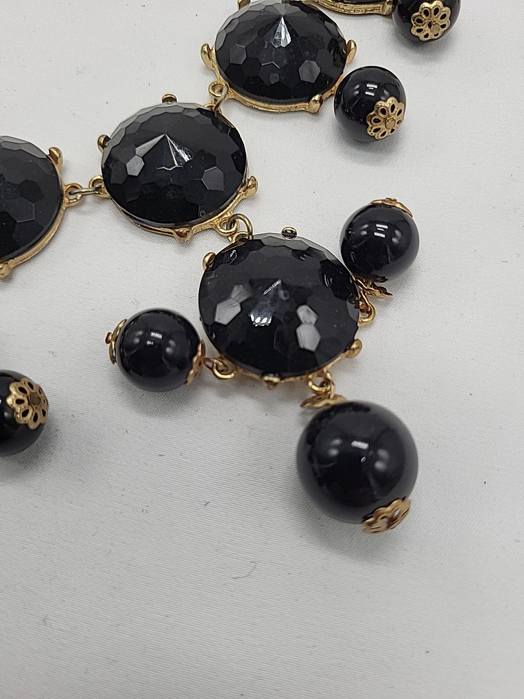 Vinrage J. Crew Statement Black Bubble Necklace in 18K Gold Electroplating 26″