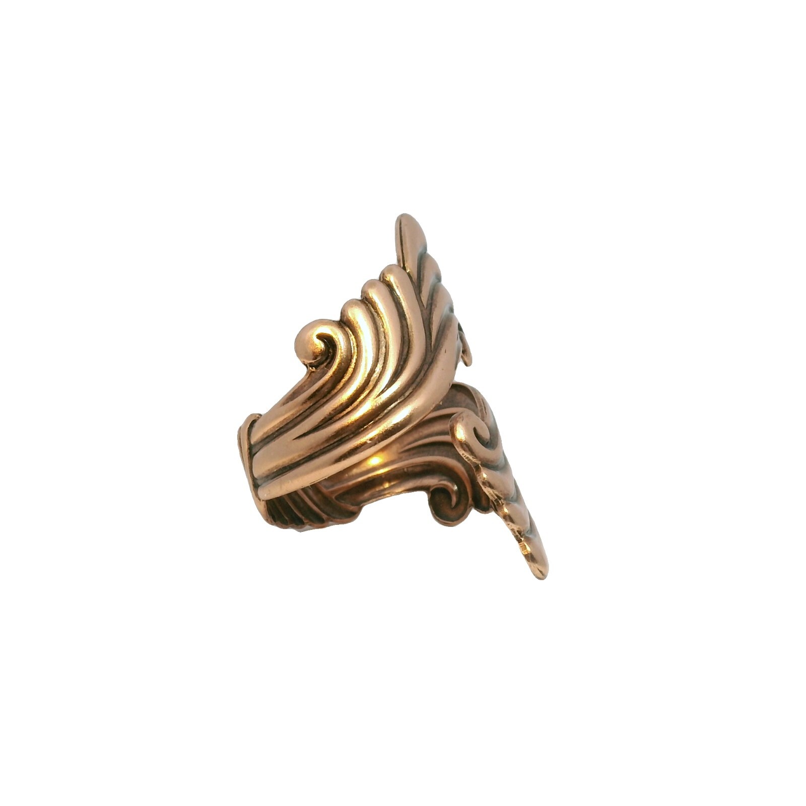 Solid Copper Swirled Scroll Bypass Ring Pure Copper Wraparound & Adjustable