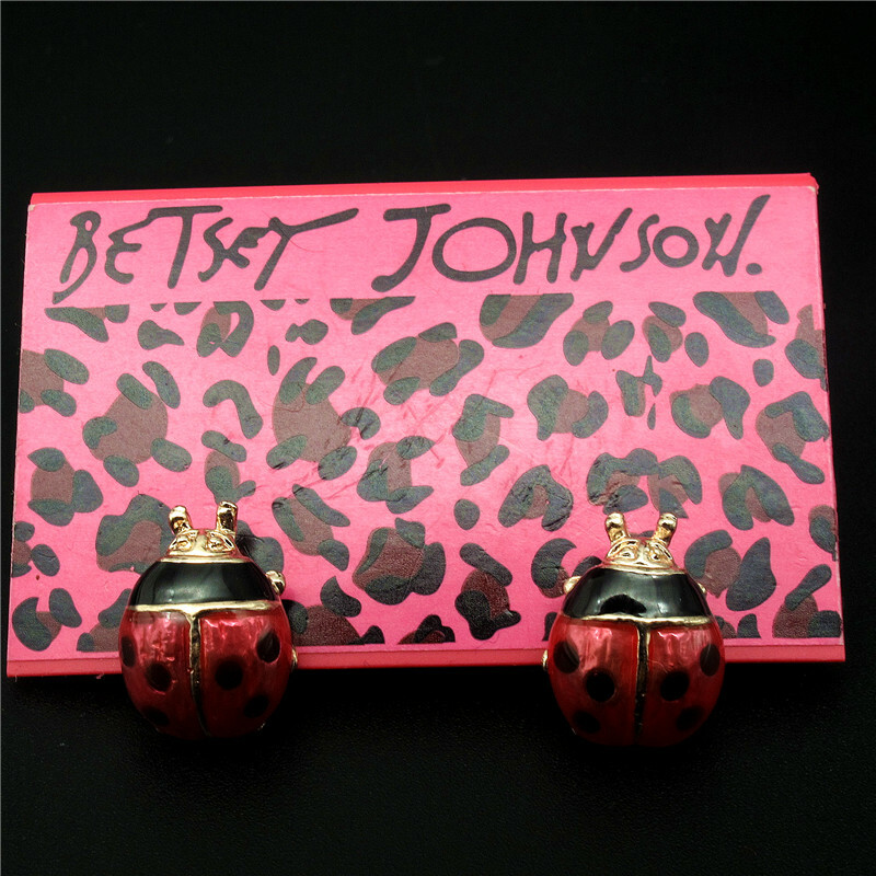 New Fashion Women Enamel Cute red insect beetle Lady Jewelry Earring Gift