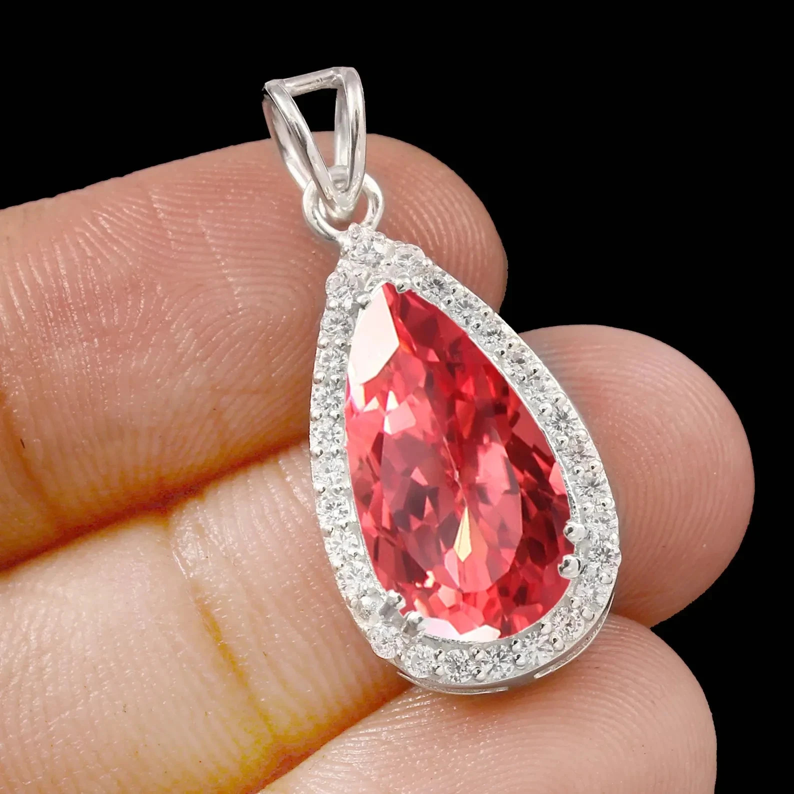 Certified 15 Ct Natural Sapphire Padparadscha 925 Silver Pendant Loose Gemstone