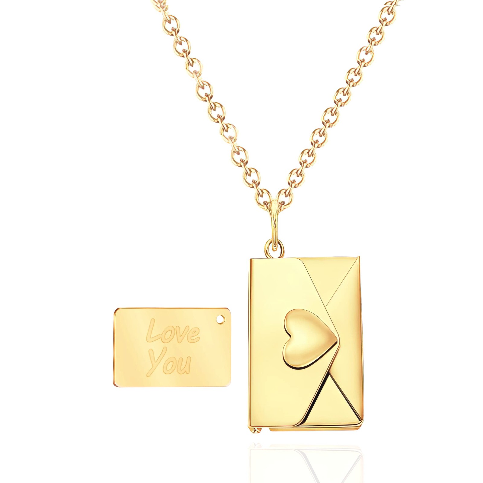 Envelope Love Letter Heart Necklace for Women Stainless Steel Love You Secret…