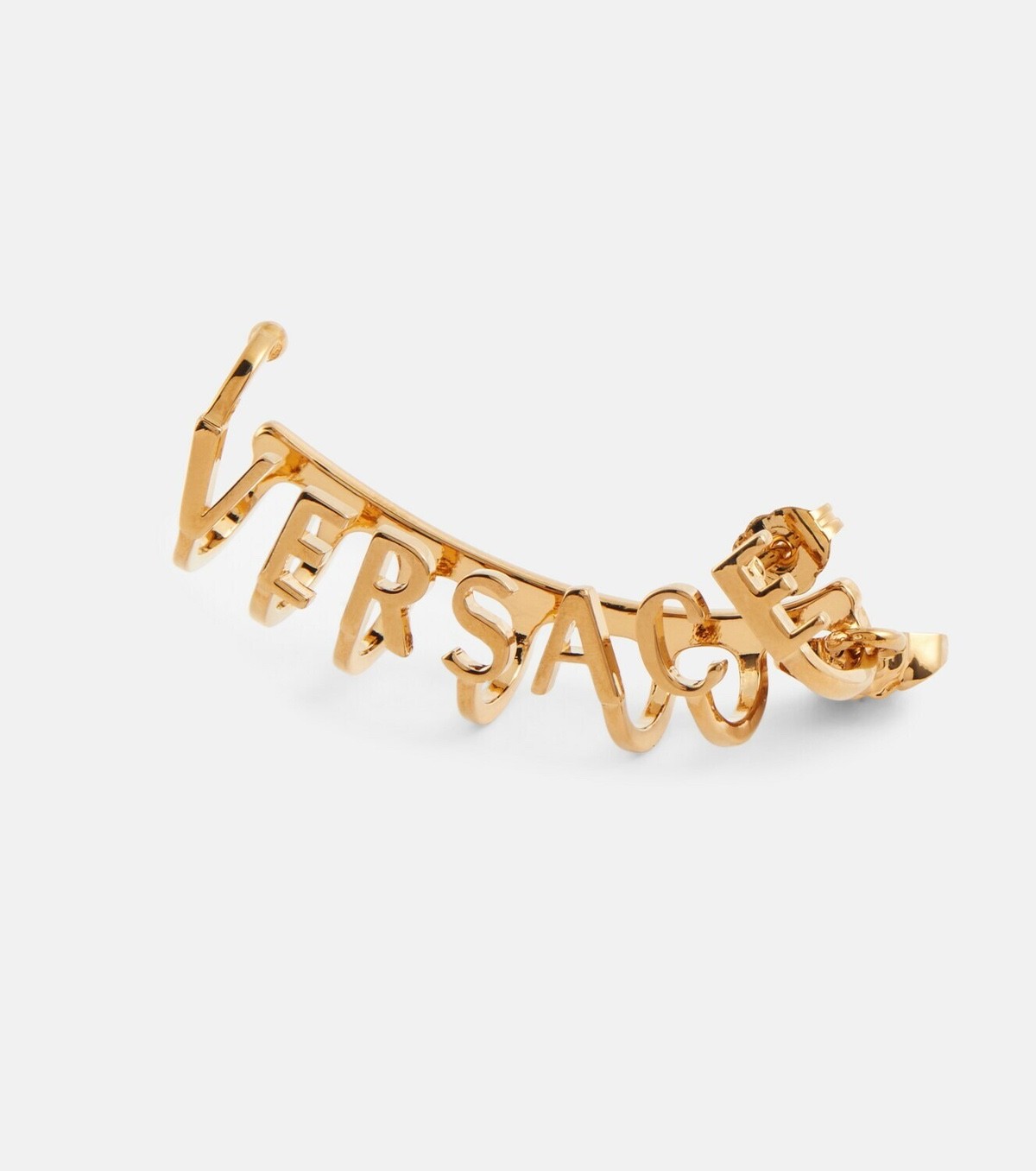 NIB Versace Letter Logo Medusa Charm Gold Climbing Single Ear Cuff Earring $750