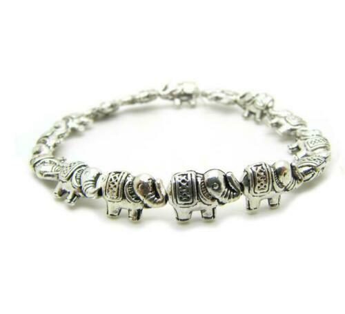 Boho 925 Sterling Silver Vintage Style Elegant Elephant Tibetan Tibet Bracelet
