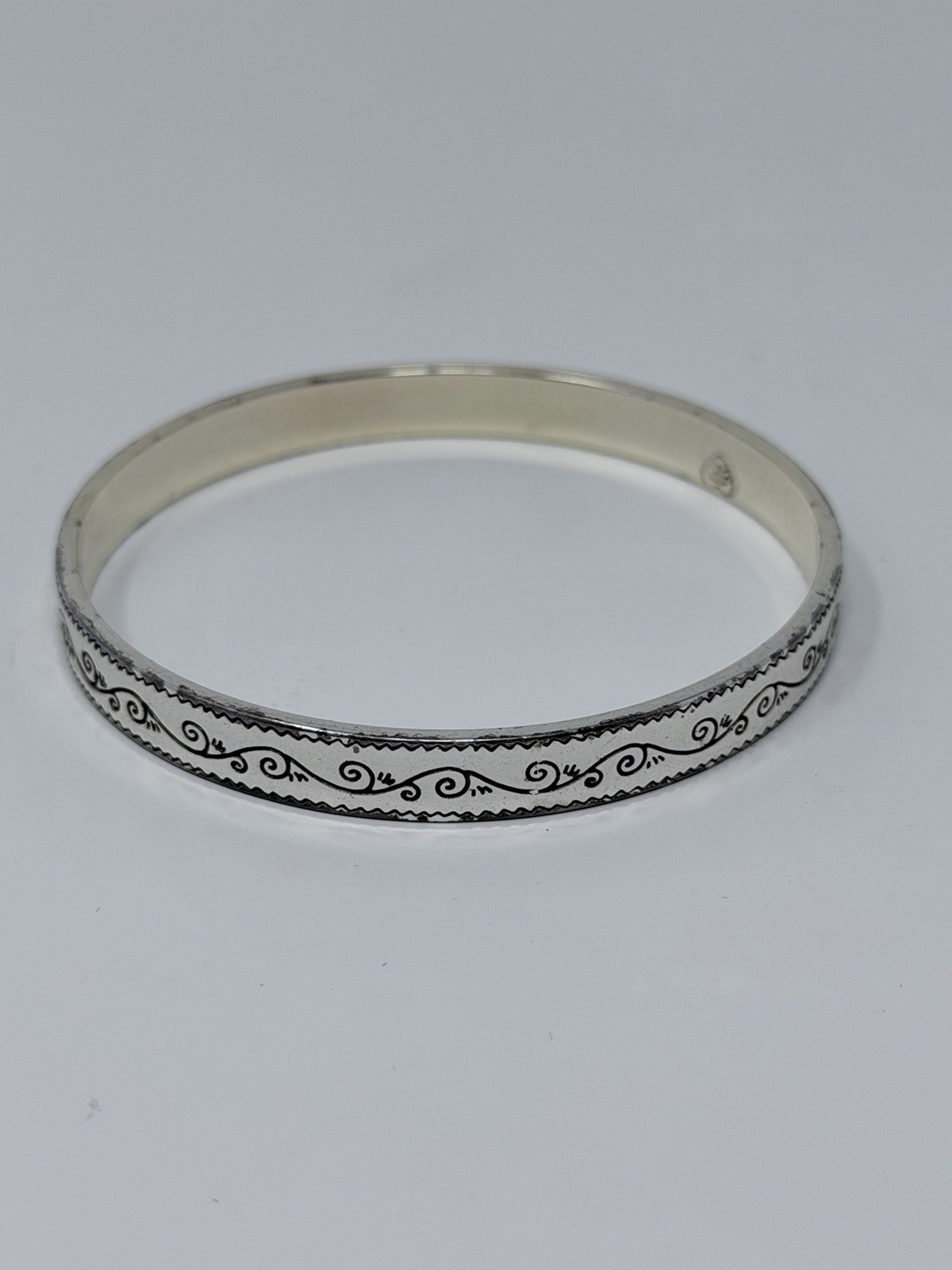 Brighton Silver Tone Bangle Bracelet Scroll Engraved Stackable Classic