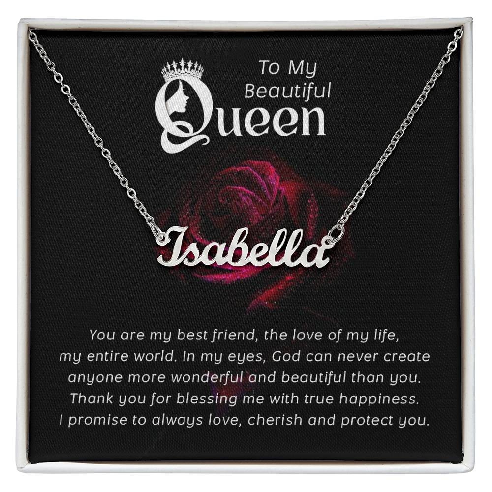 Personalized Queen Name Necklace Gift for Wife Girlfriend Romantic Jewelry