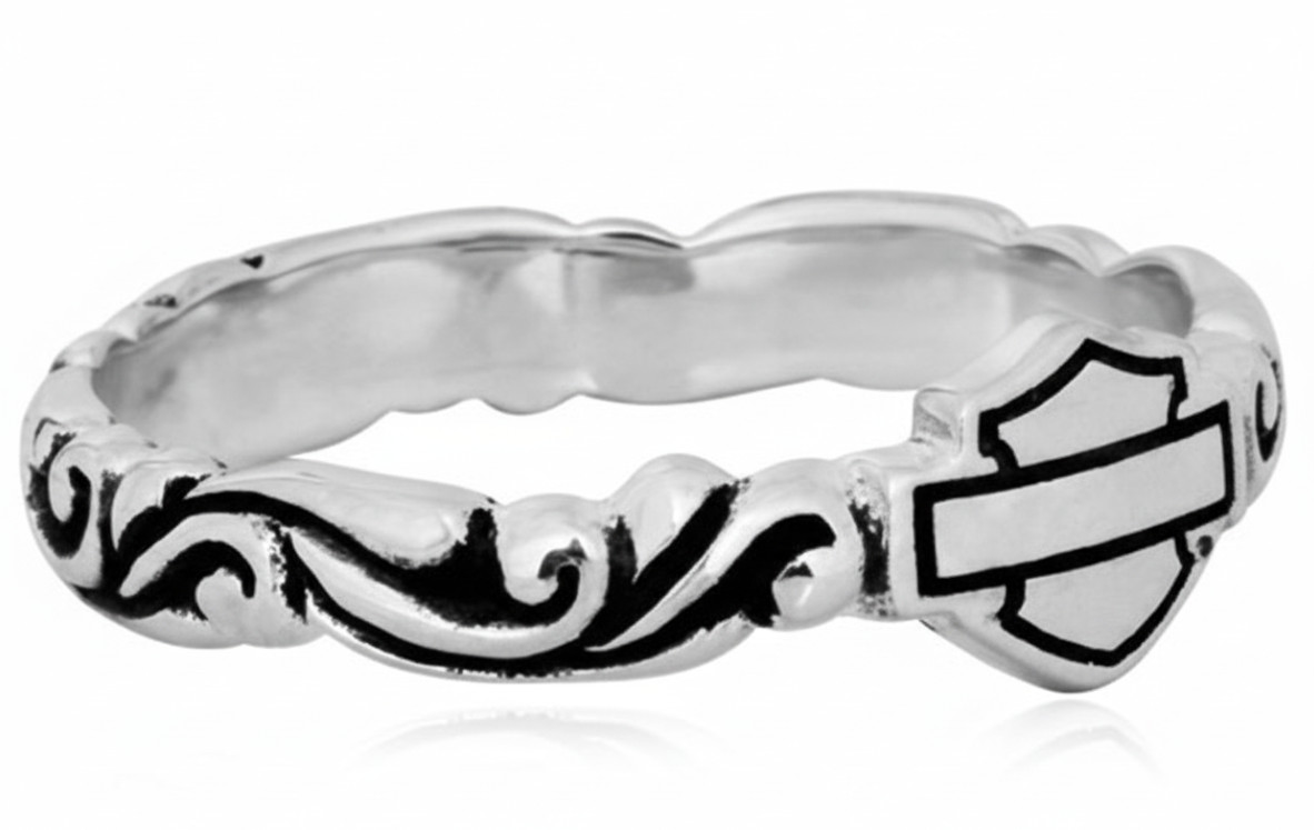 Lady Harley-Davidson® Filigree Bar & Shield Logo Stacking Ring .925 151 HDR0315