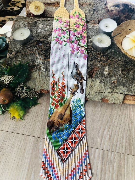 Handmade Necklace Seed Bead Boho American Style Nativ Beaded Multi Strand
