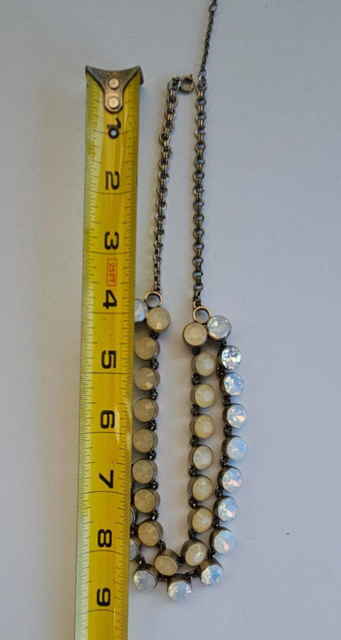 Loft Antique Gold Tone Two Strand Chunky Cream & Iridescent Career Necklace