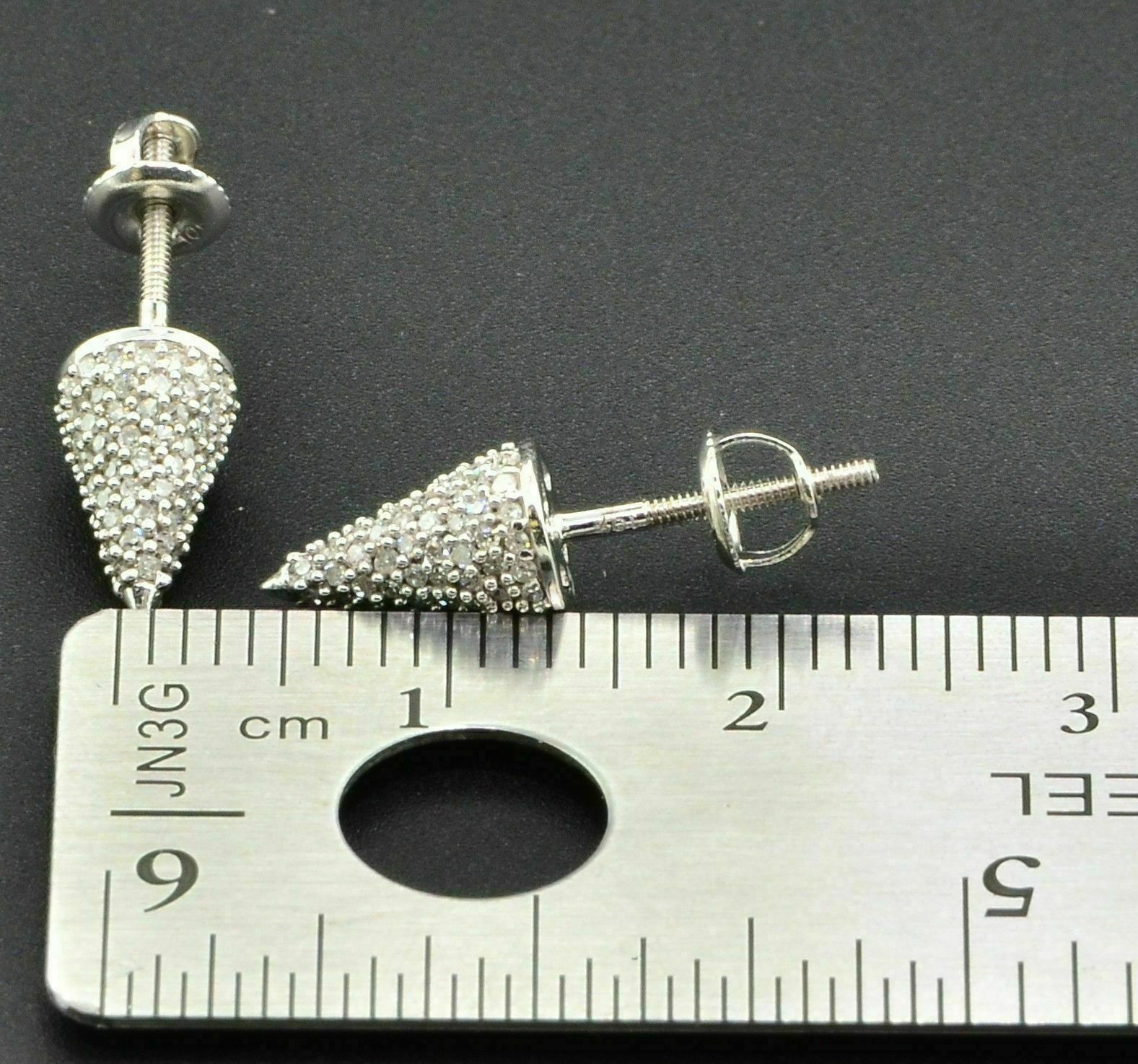 2 CT Moissanite Bullet Cone Shape 925 Sterling Silver Pave Set Stud Earrings