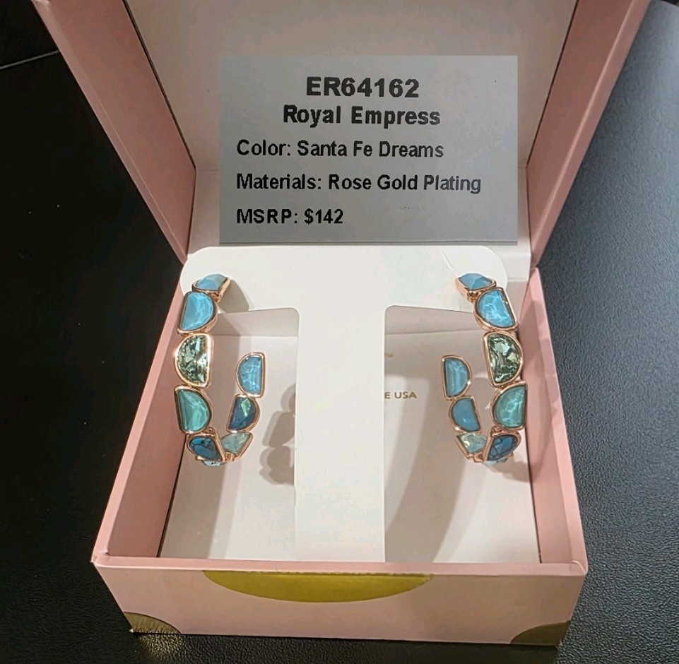 Royal Empress Santa fe Dreams Jewel Candy Hoop Earrings Rose Gold Plated