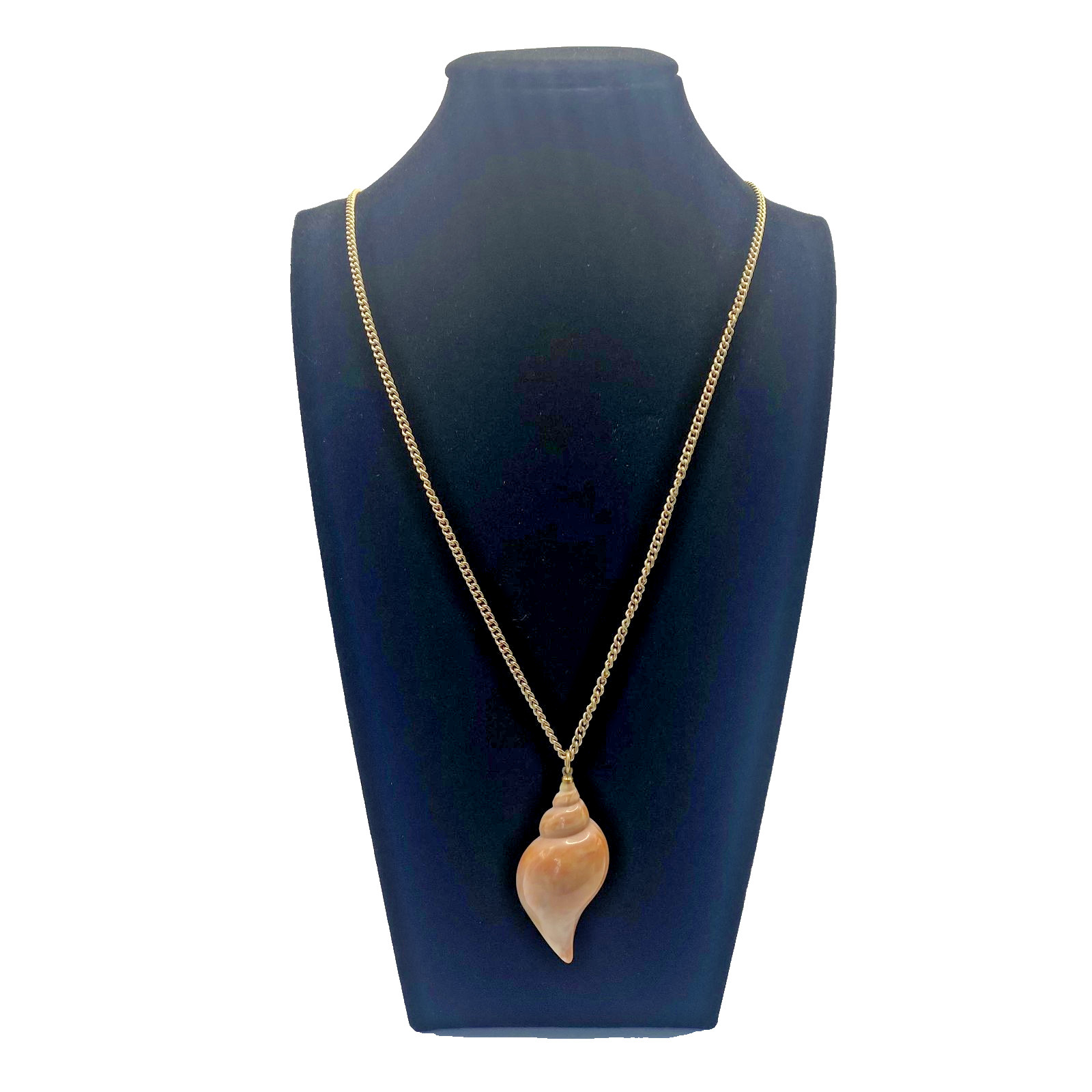 Avon Gold Tone Peach Shell Pendant Necklace 27 In Womens Sea Life Beach Jewelry