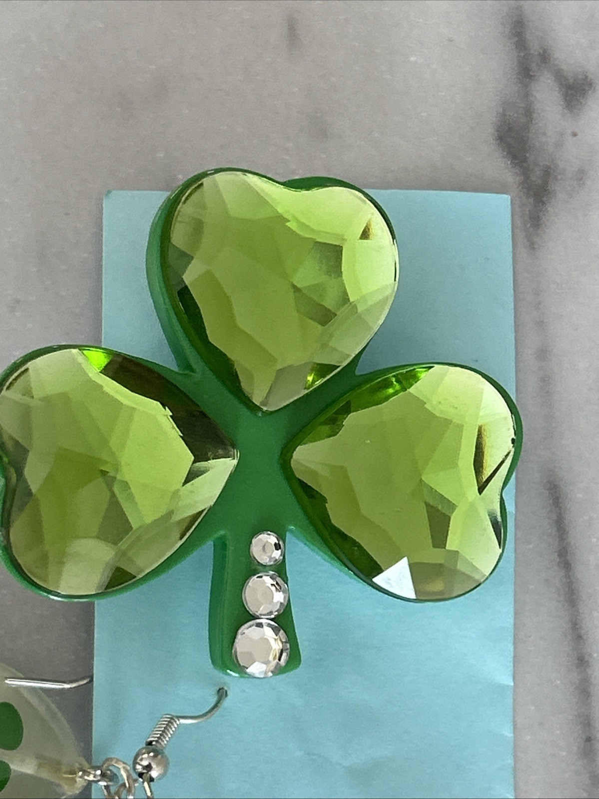 Four-Leaf Clover Earrings And 3 Leaf Pin St. Patrick’s Day Theme