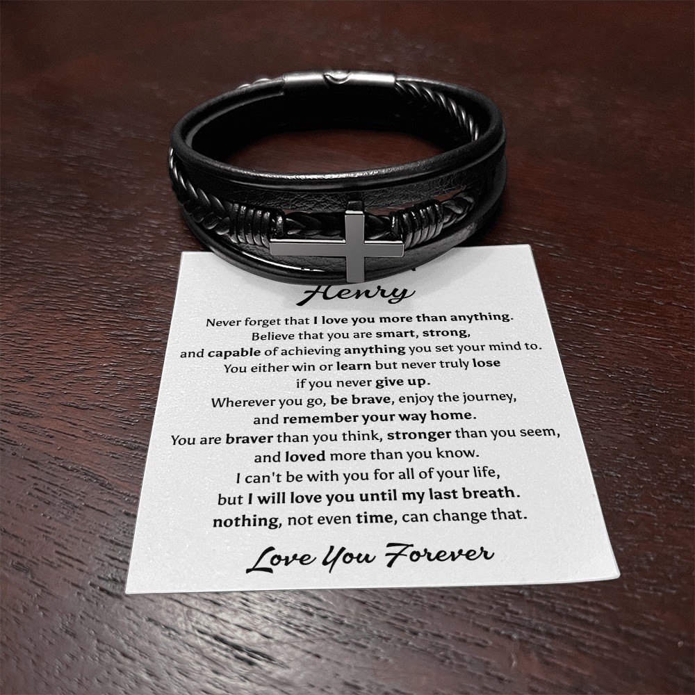 To My Son Cross Bracelet Christmas Birthday Graduation Gift for Teen Boys Men