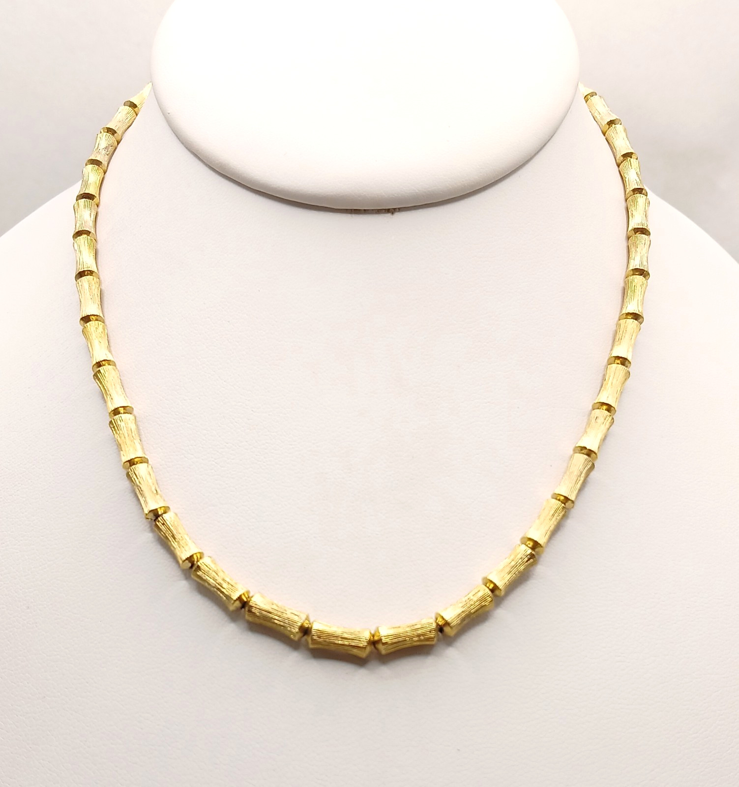 Retro Brushed Gold Tone Bamboo Beaded 15 in. Fashion Necklace … Se474