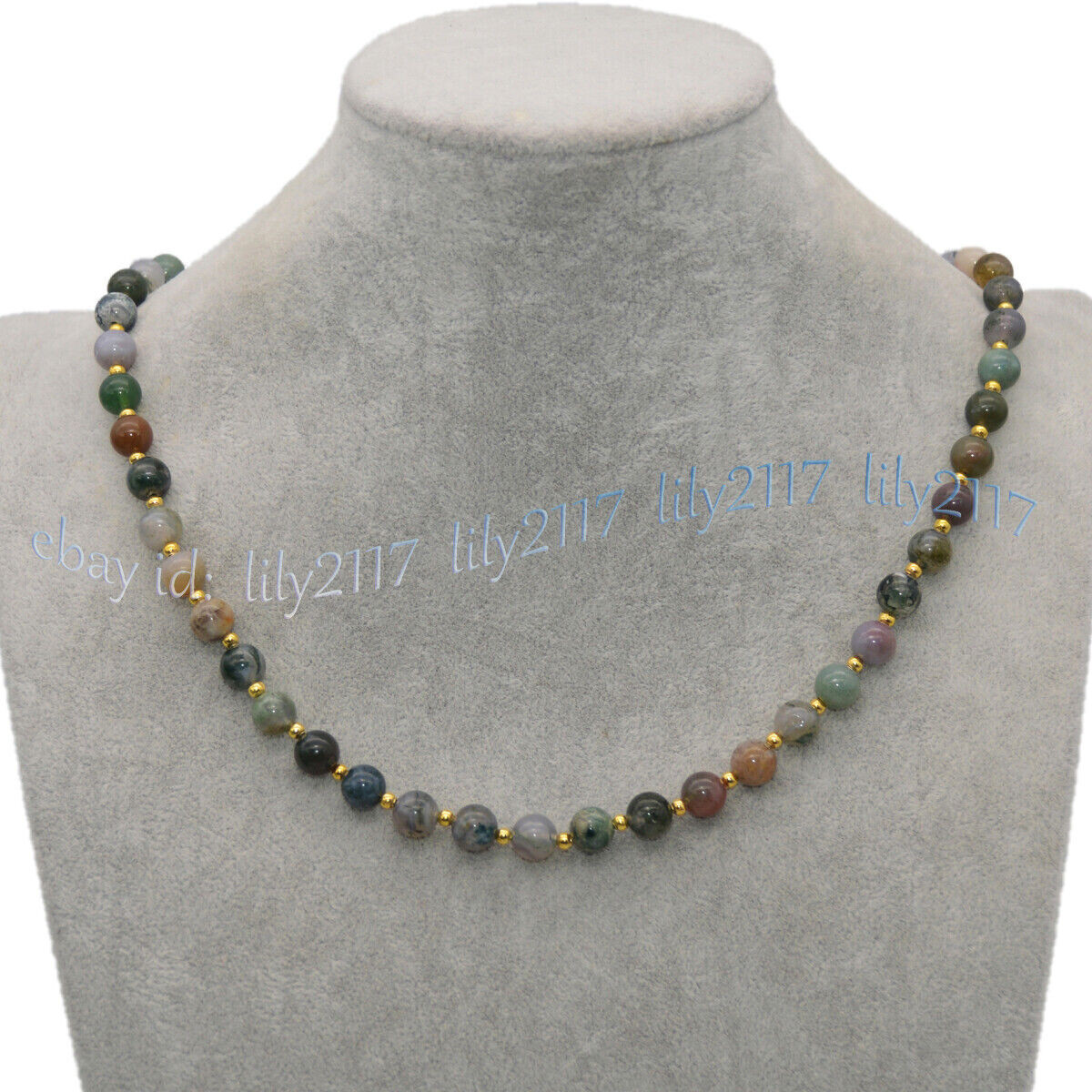 Multicolor India Agate Onyx Gemstone Round Beads Necklace 14-48 inches 6-14mm