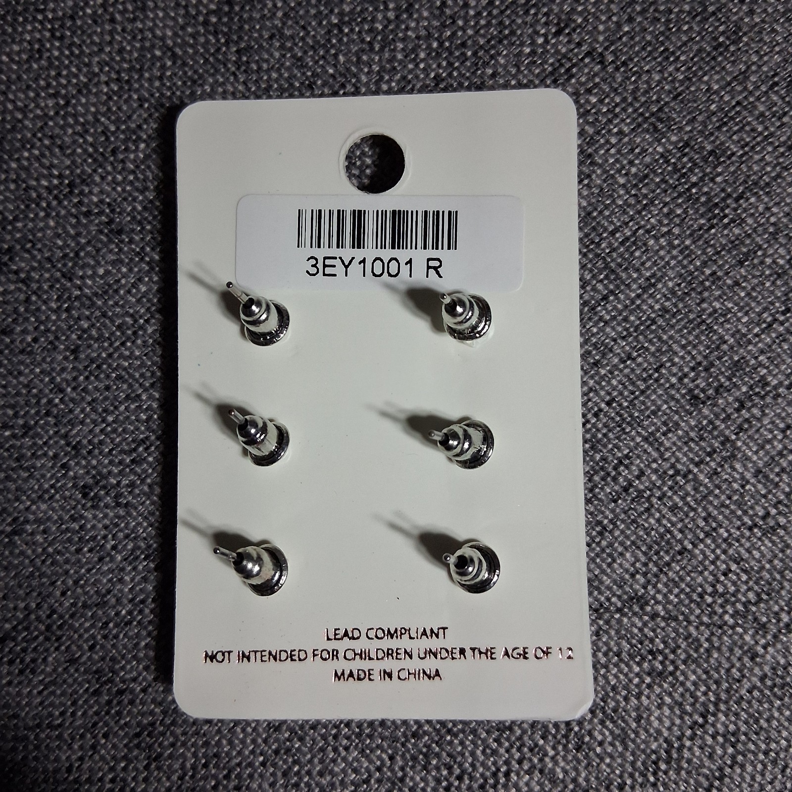 Carisma Collections 3 Pair Stud Earrings Lead Compliant Silver Tone Faux Pearl