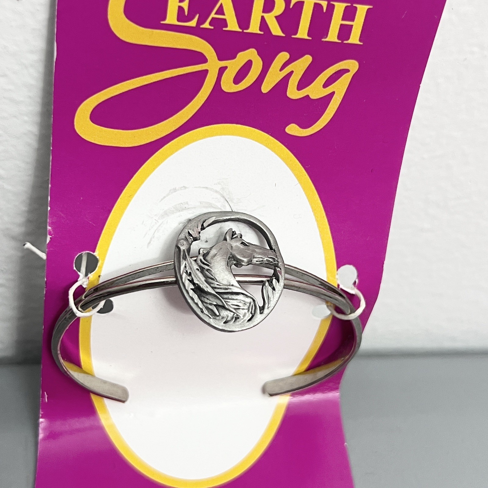 Vintage Earth Song By Siskiyou Horse Pewter Bracelet Diamond Cut Fine Pewter