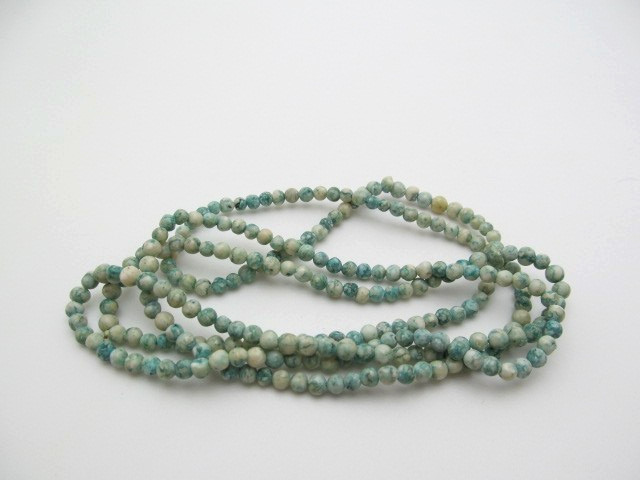 Vintage Green Variscite Natural Stone 4.25mm Round Ball Necklace 34 In