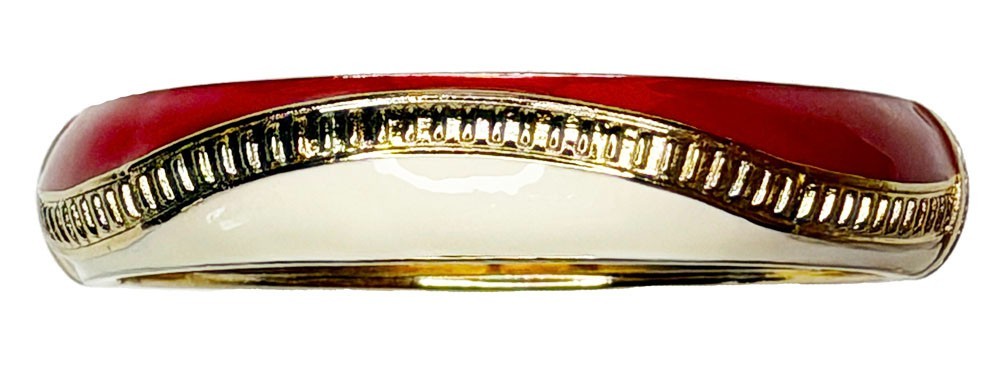 KIRKS FOLLY Whimsy Wave Enamel Hinged Bangle Bracelet red/white / goldtone